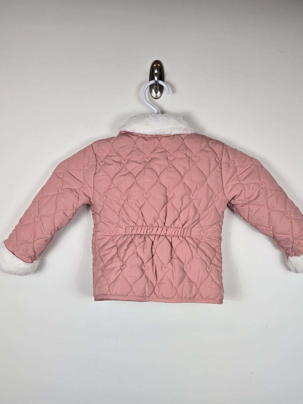 Aspen Baby Girls Pink Quilted Worker Jacket 24M Faux Fur Collar Cottagecore - Picture 5 of 7